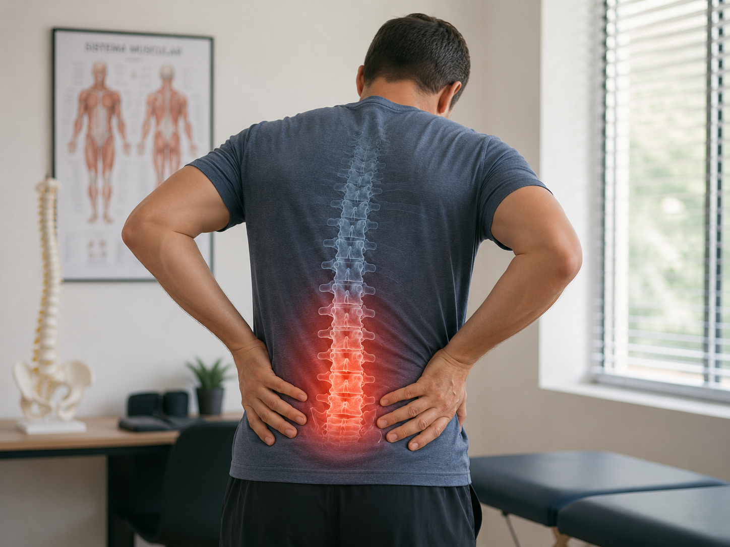 Ilustración clínica de la región lumbar