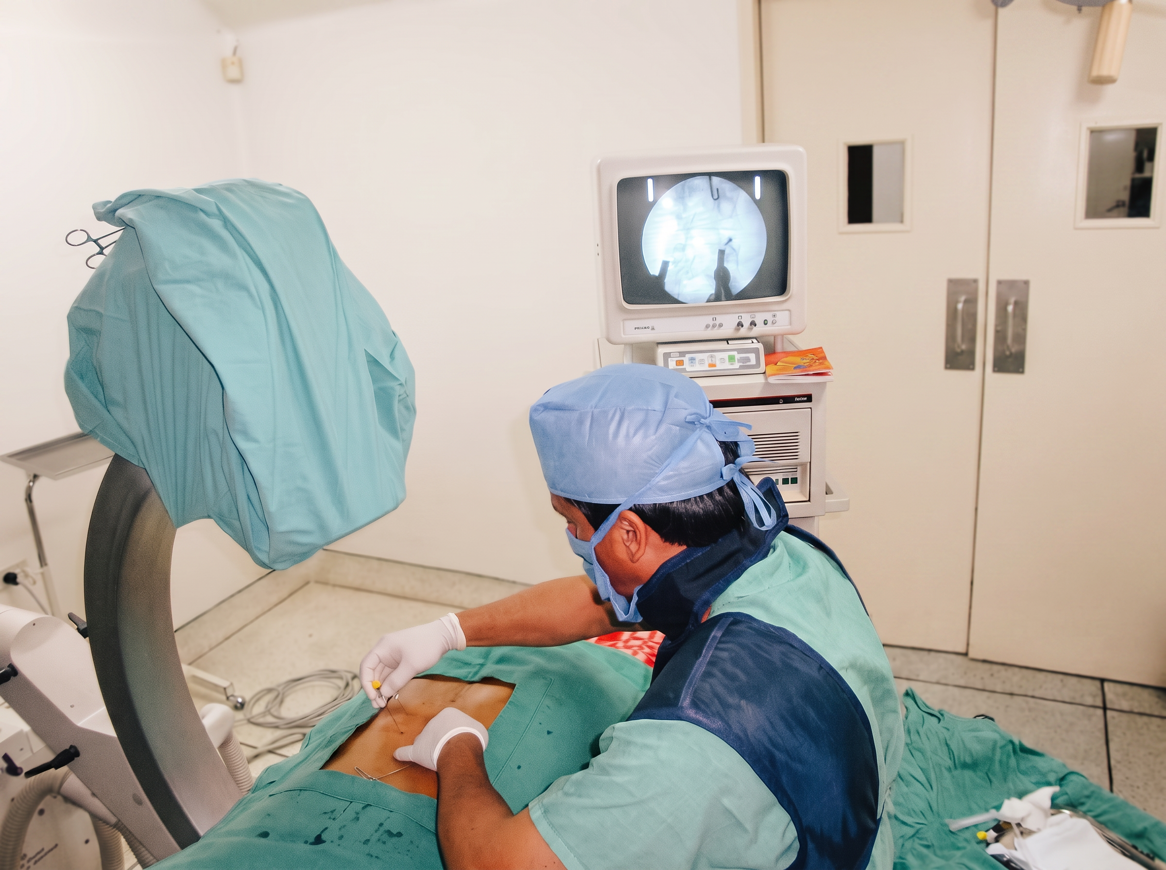 Bloqueo de facetas vertebrales realizado por el Dr. René Rodríguez.